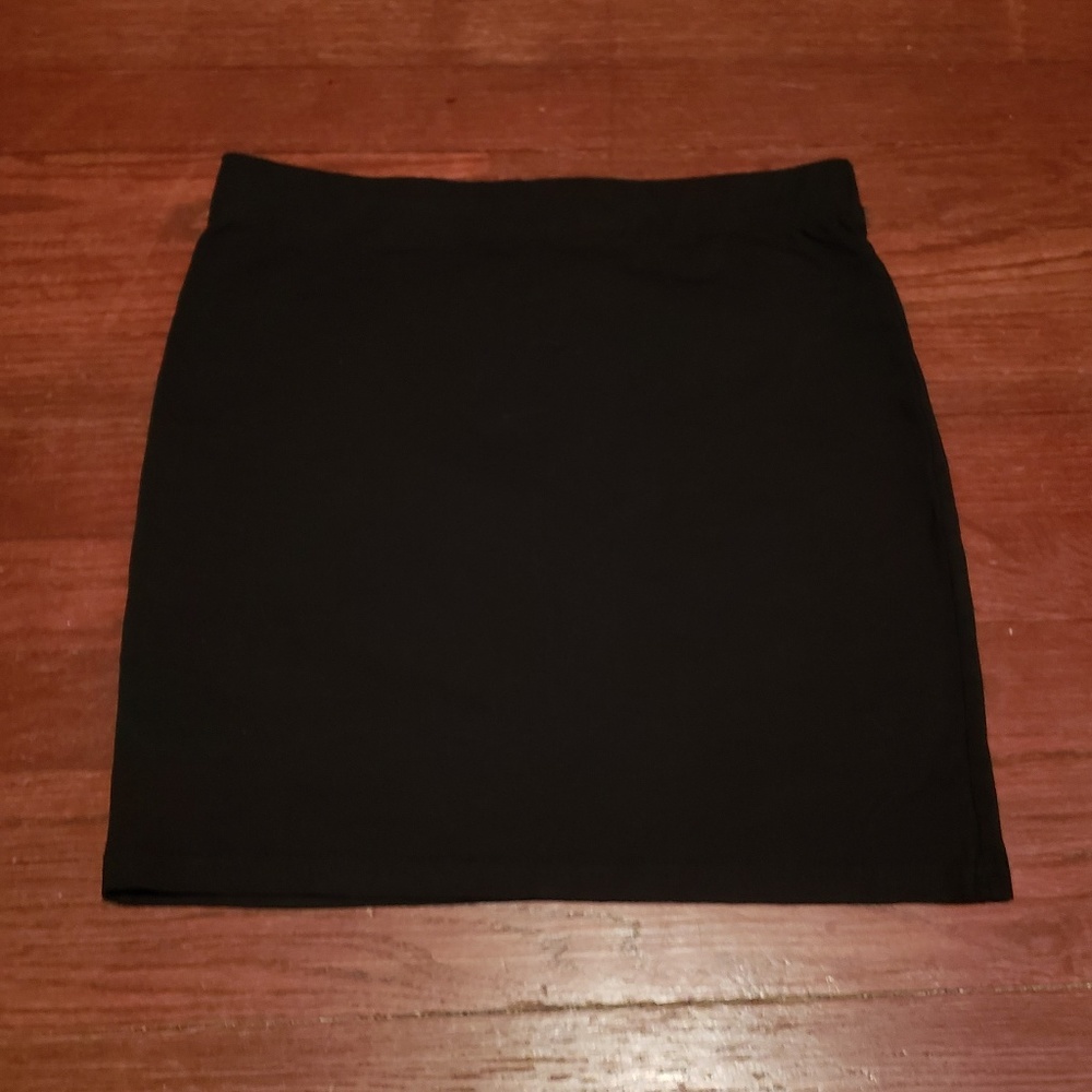 Plain black mini skirt